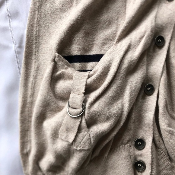 Long Oatmeal Coloured Cardigan with Funky Pockets - Picture 4 of 15